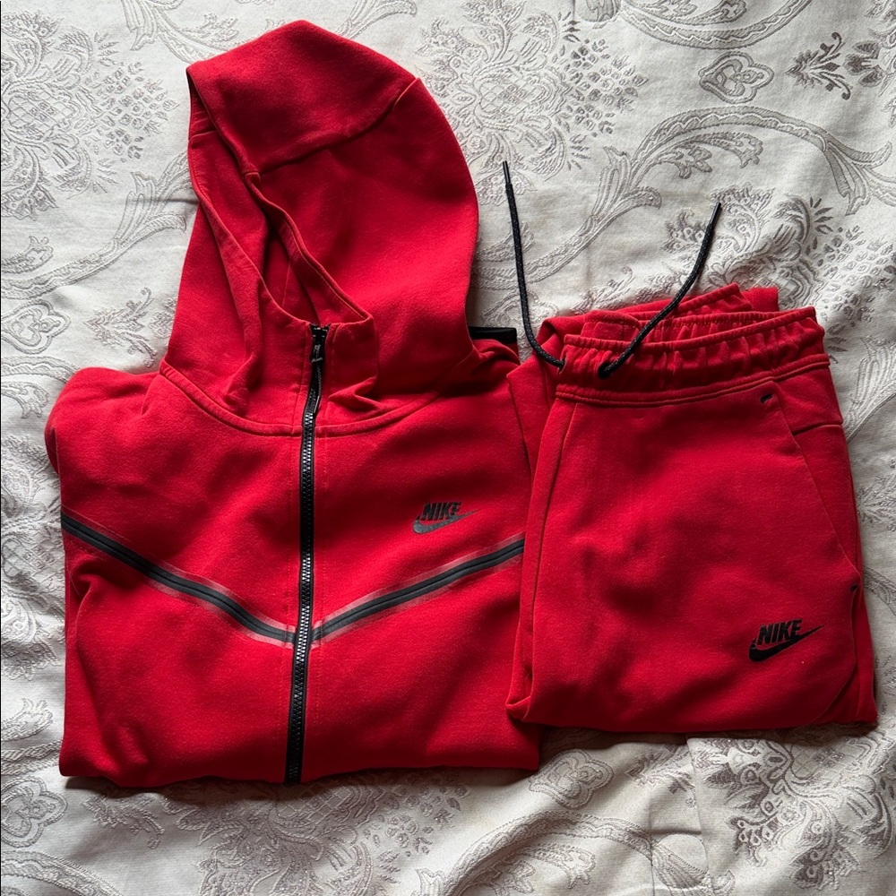 Nike Red and Black Tracksuit Set